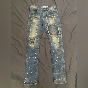 Men's Distressed Skinny Jeans in Blue